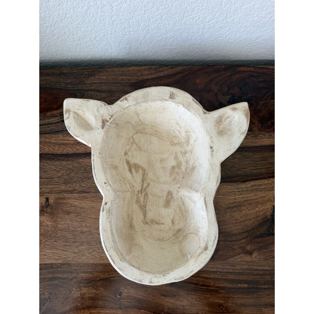 Reclaimed Hand carved Cow Head 11.5" long x 12" wide Farmhouse Natural Off white